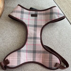 Barbour NWOT Plaid Dog Harness with Pink and Brown Accents